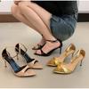 Summer Women's High Heels Open Toed Strap Solid Color Luxury Women's High Heel Dress Party Limited Edition Gold High Heels