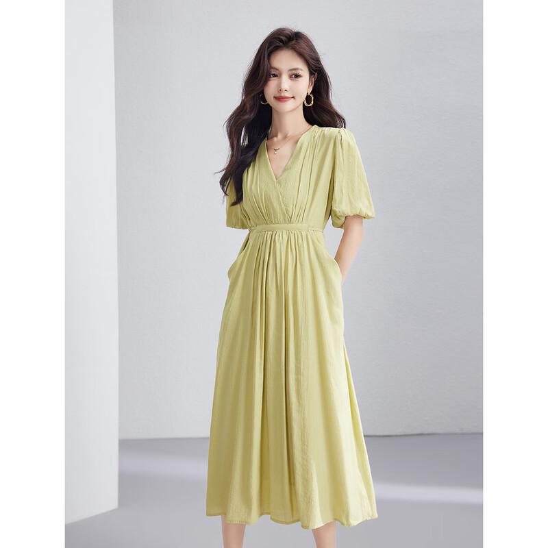 ORIGIN Women s V-Neck Printed Puff Sleeve A-Line Maxi Dress L
