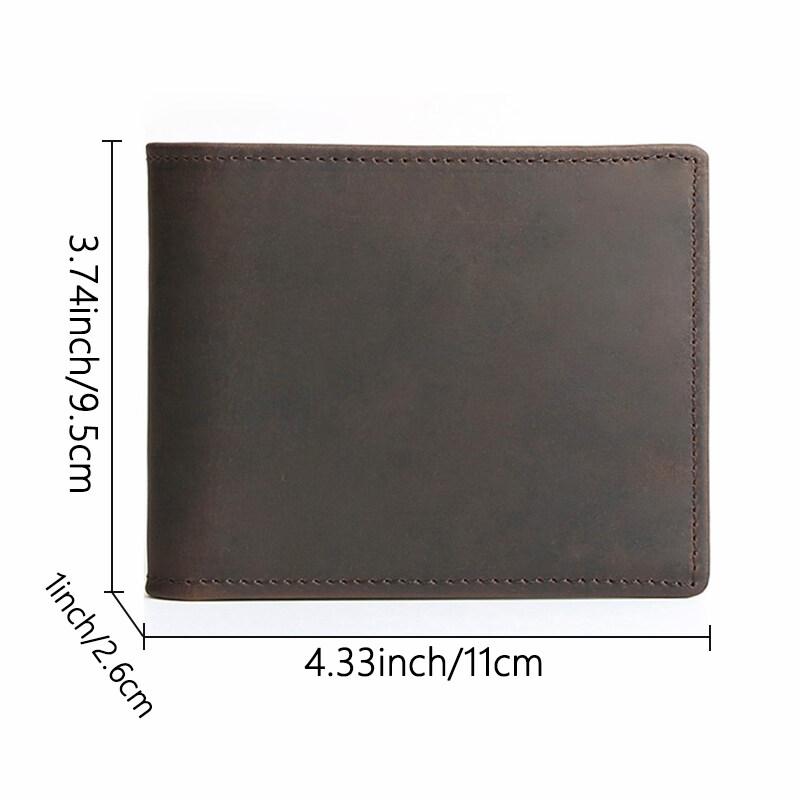 Cartera para Hombre de Cuero Crazy Horse con Bolsillo para Monedas y Tarjetero Cuero Genuino Vacuno Hombre Monedero