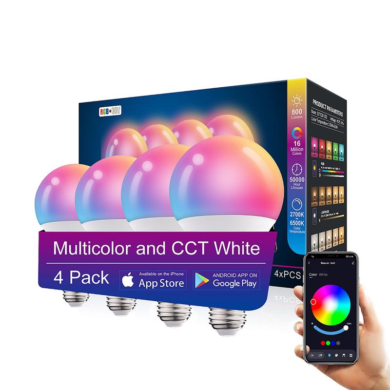 A60 10W 1pc /2pcs/4pcs Smart Light Bulbs Remote Control Music Sync WiFi Light Bulbs Household Lighting Lamp For Home Party