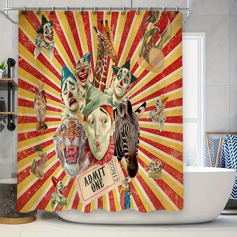 

Unframed Vintage Circus Tent Shower Curtain Set Bathroom Decor Hippie Psychedelic Backdrop Tapestry Home Decoration Wall Hanging W60H190(CM)-1 Pcs