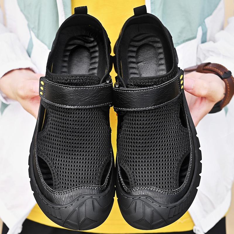 Men's Sandals Mesh Breathable Men's Shoes New Large Size Casual Shoes Light and Comfortable Summer Bag Head Mesh Shoes