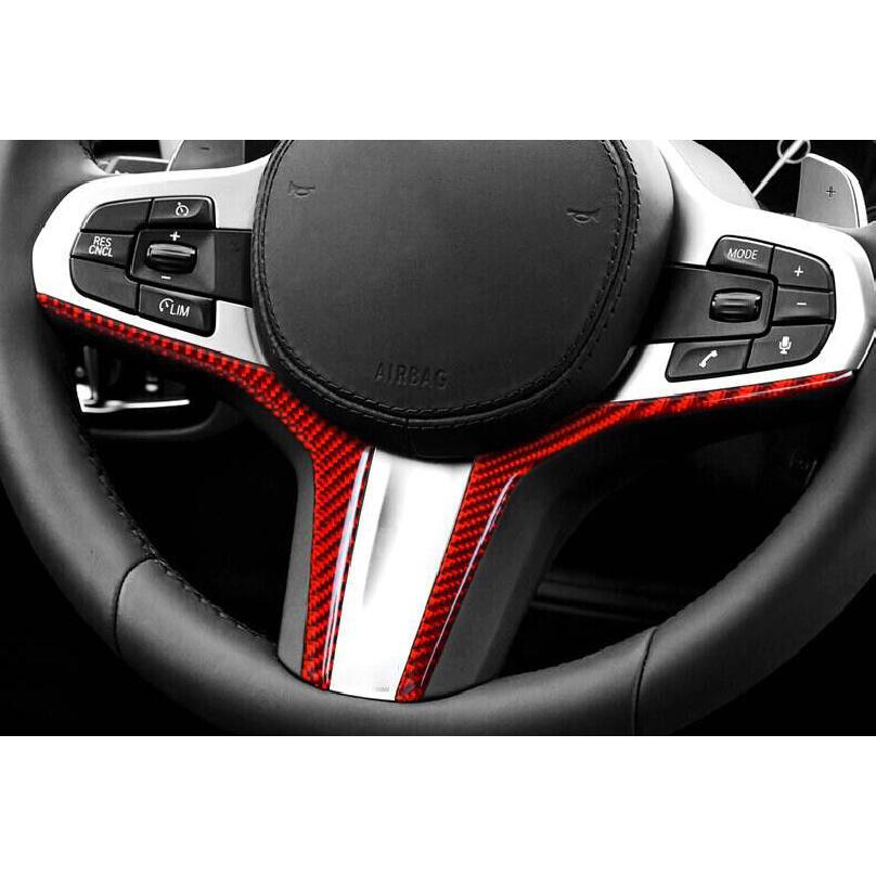 Red Carbon Fiber Steering Wheel Strip Cover Trim For BMW X3 G01 X4 G02 2018-
