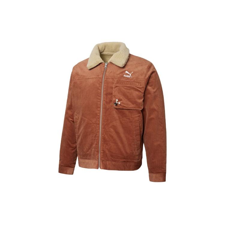 PUMA Cord Embroidered Logo reversible corduroy Jacket Brown Men s 534751-17 M
