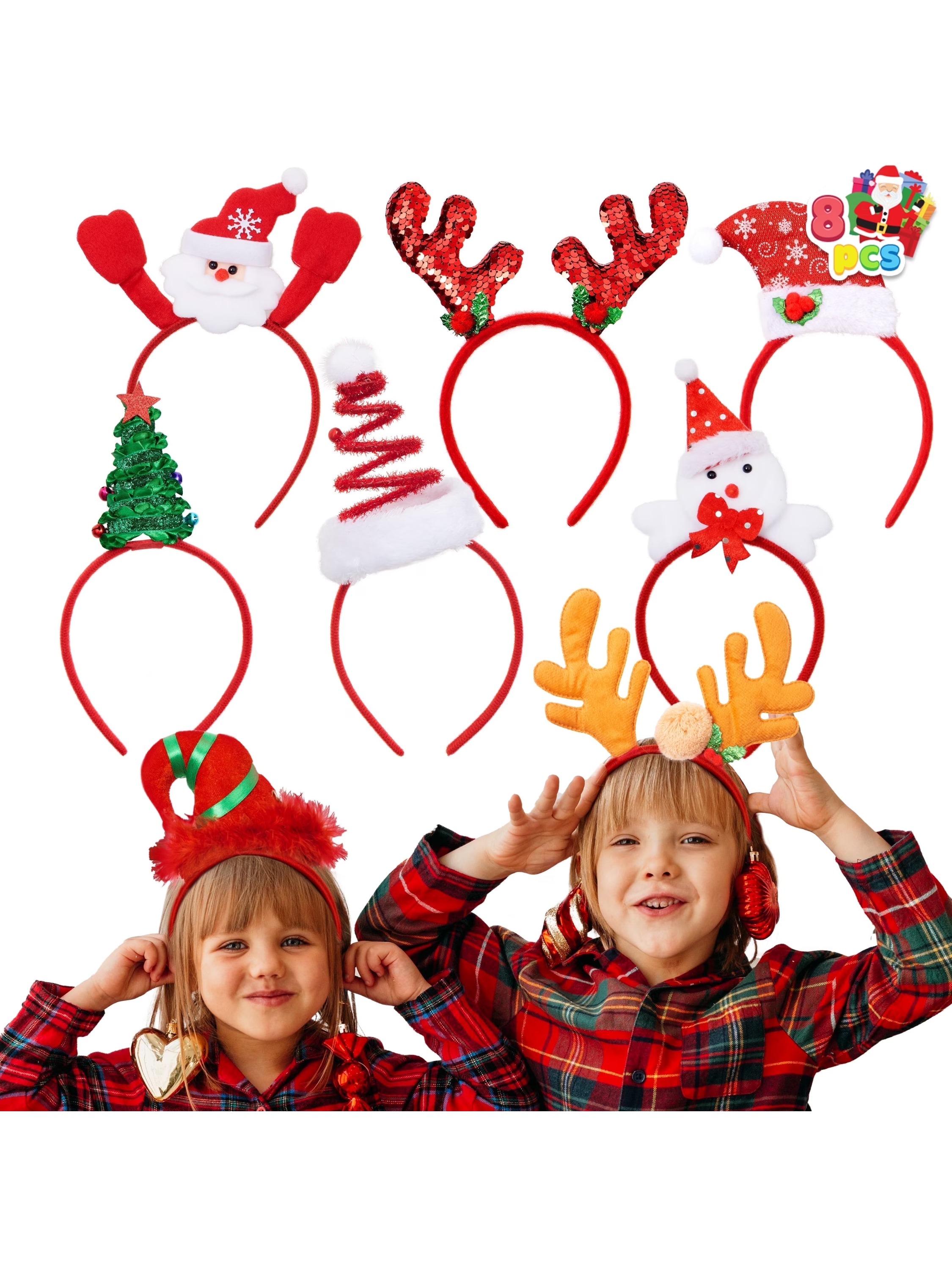 

Joyfy 8 шт. Рождественские повязки на голову, головные уборы, топперы, аксессуары для костюмов для детей, рождественские вечеринки, рождественские праздничные сувениры