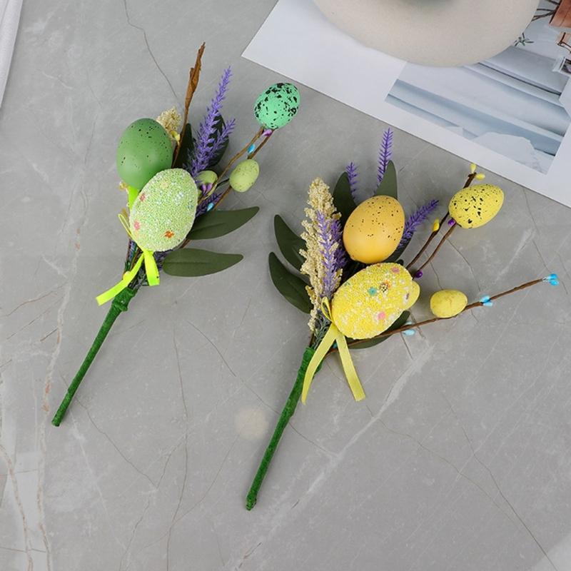 Efficient Spring Festival Eggs Artificial Flower Bouquets Bright Home Office Easters Celebration Decoration