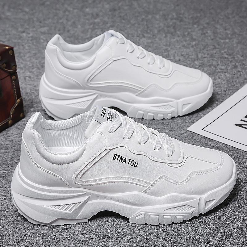 Men's 2025 Summer White Breathable Korean-Style Height-Increasing Casual Sports Dad Shoes