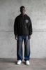 Men's Oversize Zip-Up Hoodie with Embroidery - Black