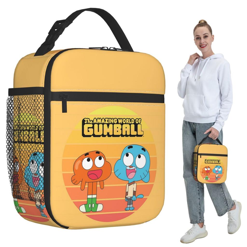 L'incredibile Mondo di Gumball Cartone Animato Borsa Termica per Pranzo per Donne Ufficio Borsa Frigo Contenitore Termico per Cibo Borsa Tote per Pranzo Contenitore