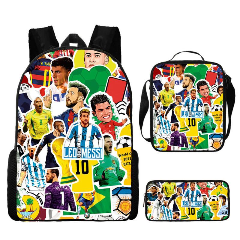 Školní batohový set Messi Fotbalová hvězda z nylonového materiálu pro školní použití a ukládání