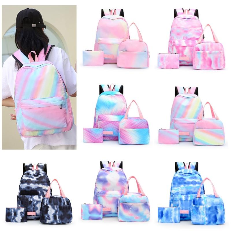 Stylish And Durable Nylon Backpack Set 3 Piece School Bag Lunch Bag And Pencil Case Unisex Design
