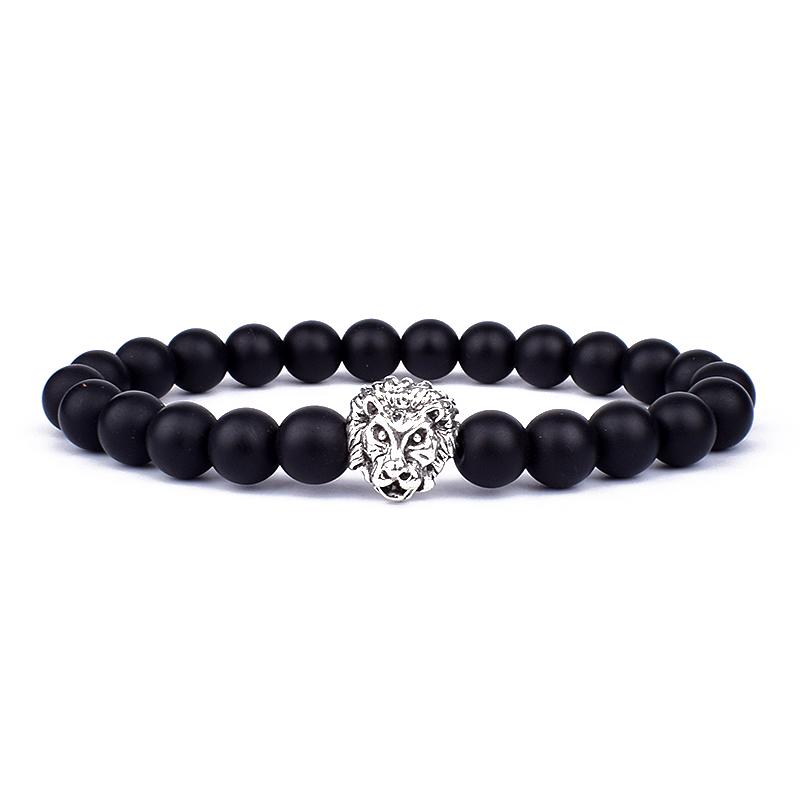 Vintage Lion Head Beaded Bracelets Men Obsidian Lava Stone Dog Paw Charm Bracelets & Bangles for Women Friendship Jewelry Gift