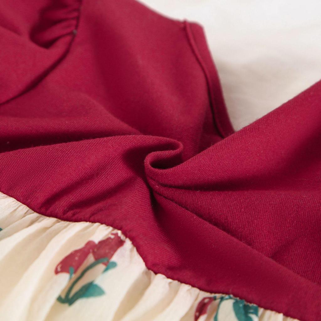 Abito Principessa con Stampa Ciliegie Rosse con Accessori per Capelli a Fiocco per Bambini