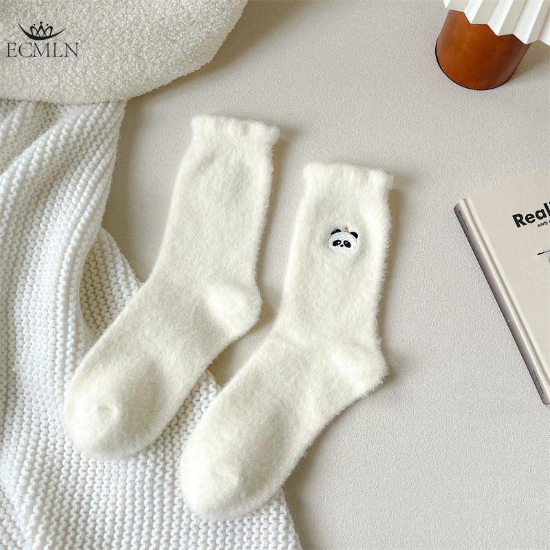Mink Velvet Socks for Women Autumn and Winter Thickened Velvet Warm Home Sleep Socks Women's Mid-tube Socks