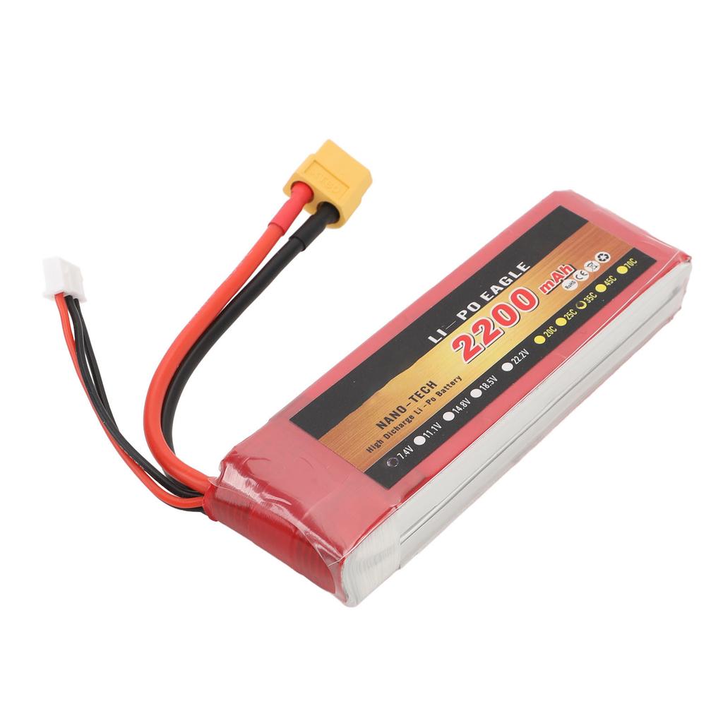 7.4V RC Car Lithium Battery 2200mAh Long Lasting Stable Voltage Replacement Battery For RC Boat