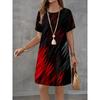 Casual Loose Short-Sleeve Dress with 3D Printed Fashion Design