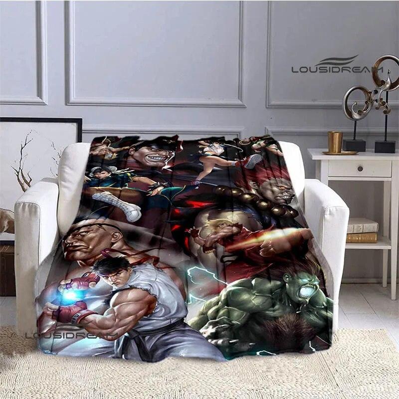 Classic Game Street Fighter Printed Blanket Flange Warm Blanket Bed Linings Home Travel Blanket Picnic Blanket Birthday Gift