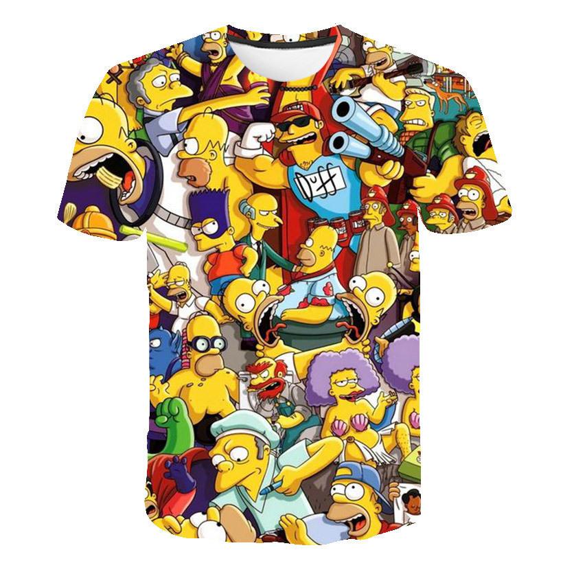 Summer Children's Classic THE SIMPSONS Cartoon Digital Stripe Available Multiple Choice Printed Loose Casual T-shirt