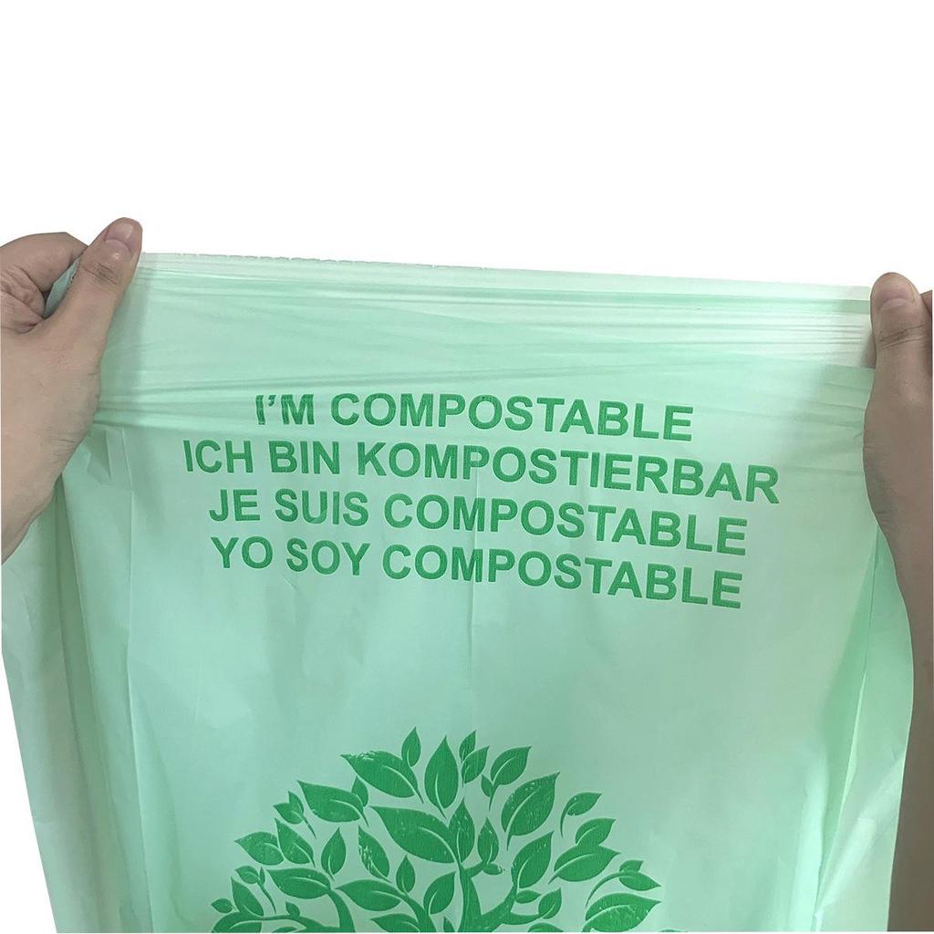 PLA Corn Starch Biodegradable Compostable Trash Bags for Kitchen & Household flat opening