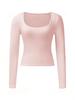 2024 Women's Y2K Slimming Solid Color U-Neck Long-Sleeve Top