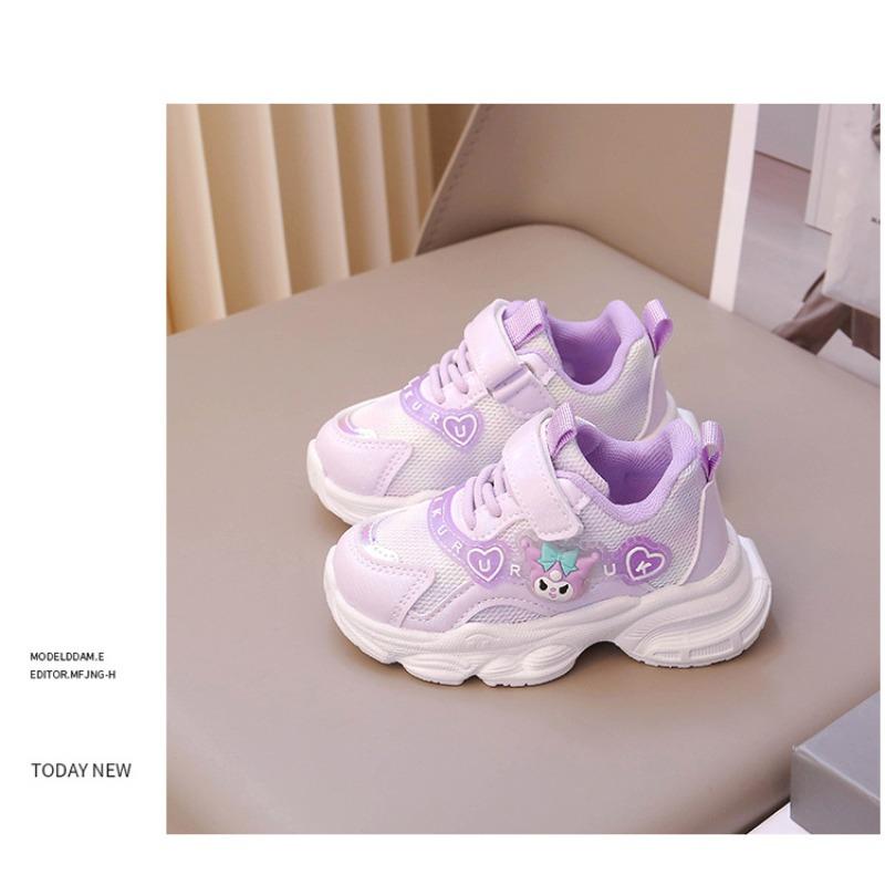 Spring and Autumn Princess Shoes Girls Super Soft Sneakers Children's Mesh Shoes Foreign Style Lighting Soft Sole Running Shoes Trendy