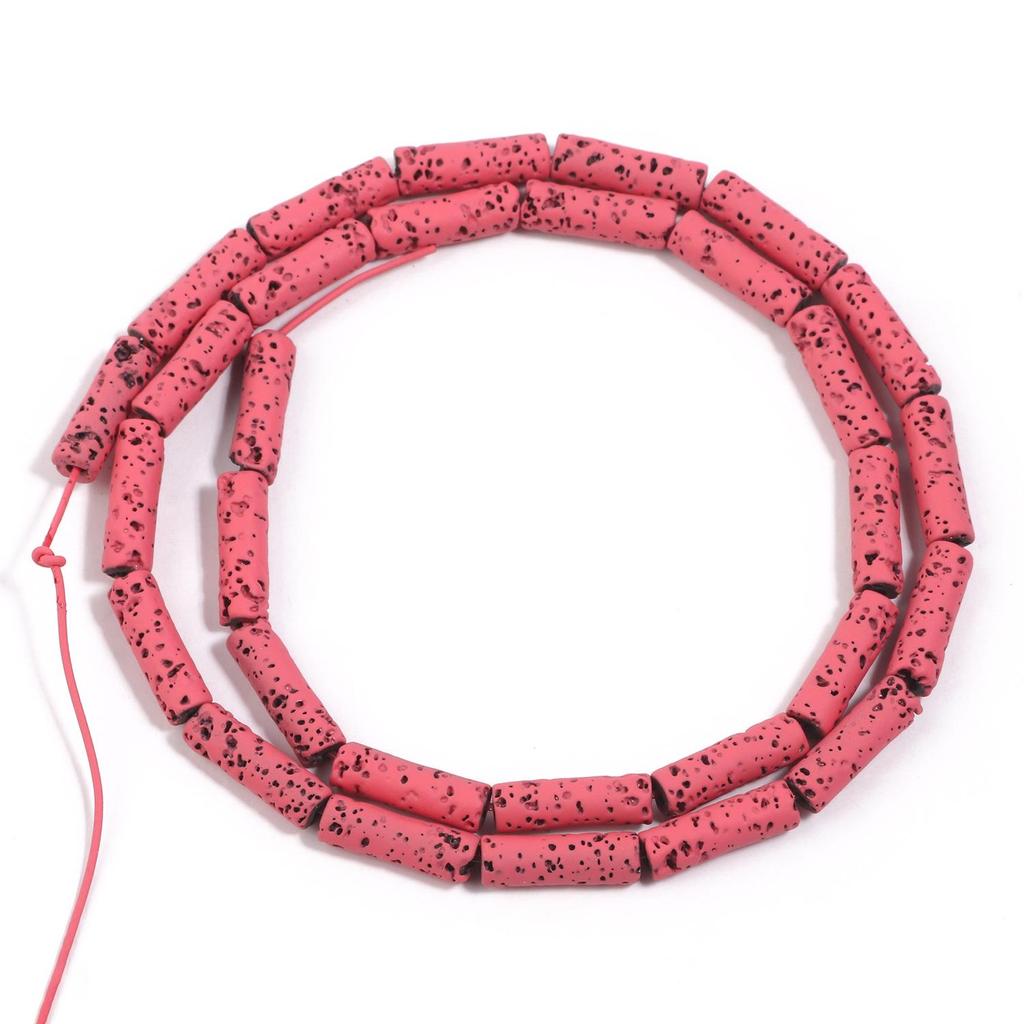 4x13mm Multicolor Rondelle Column Tube Lava Stone Loose Spacer Beads For Making Jewelry Handmade Diy Bracelet Craft