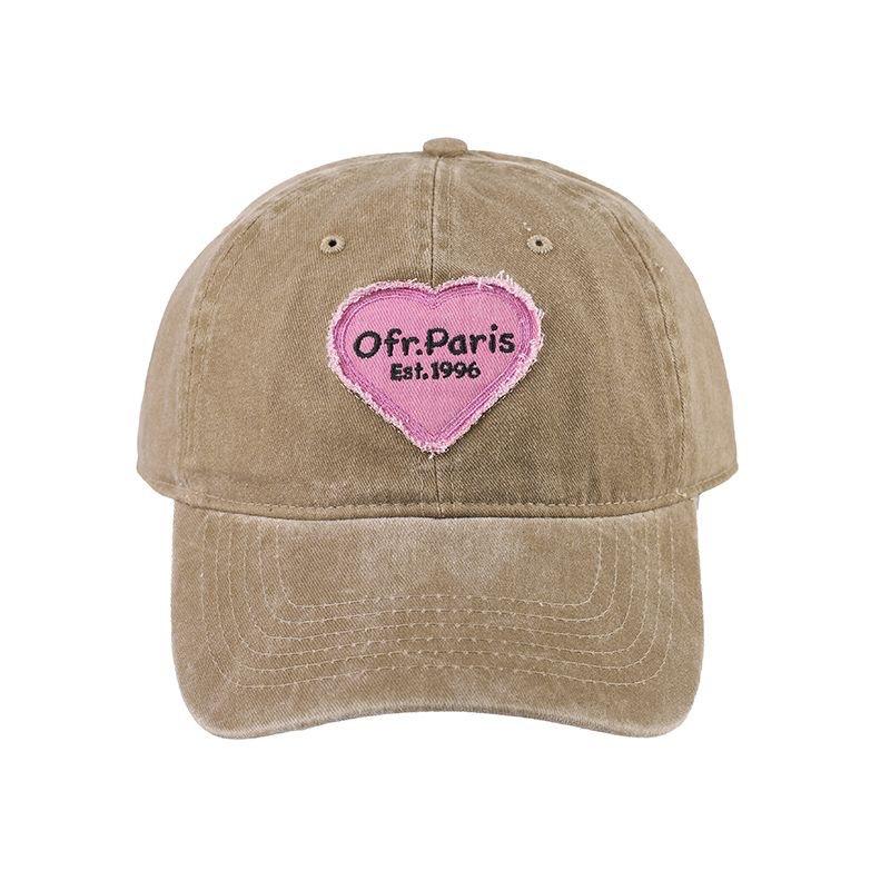 Retro Washed Cotton Letter Embroidered Cap Women Baseball Cap Casual Sun Protection Hat Hip Hop Dad Hat Y2K Pink Love Heart Caps