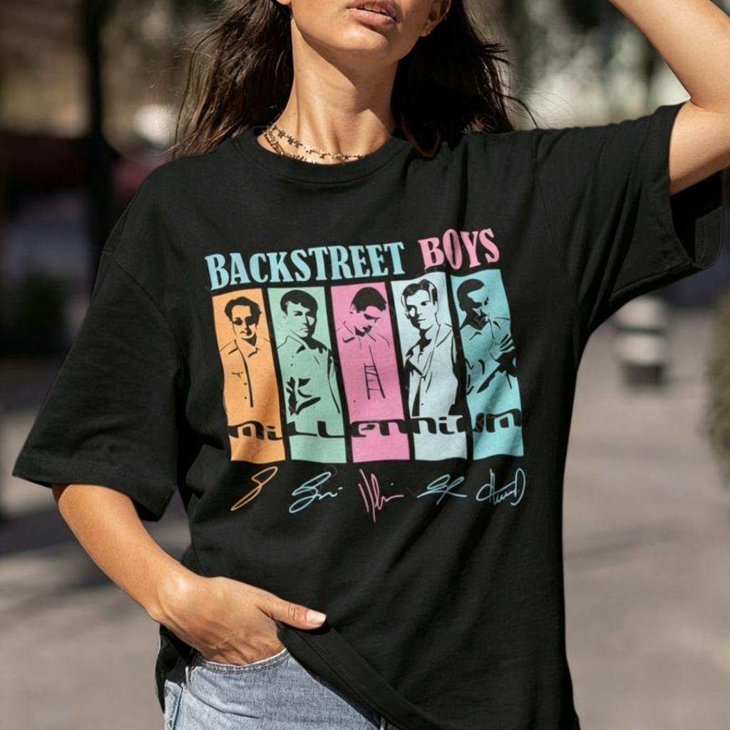 Backstreet Boys Millennium Tour Music Vintage T-shirt Men's and Women's Hipster Popular Tops Summer Fashion Streetwear Tees Gift