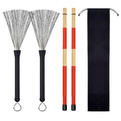 Drumstick Brushes Set Flexible Anpassung Edelstahl Schlagzeug Drahtbürsten mit Drumstick