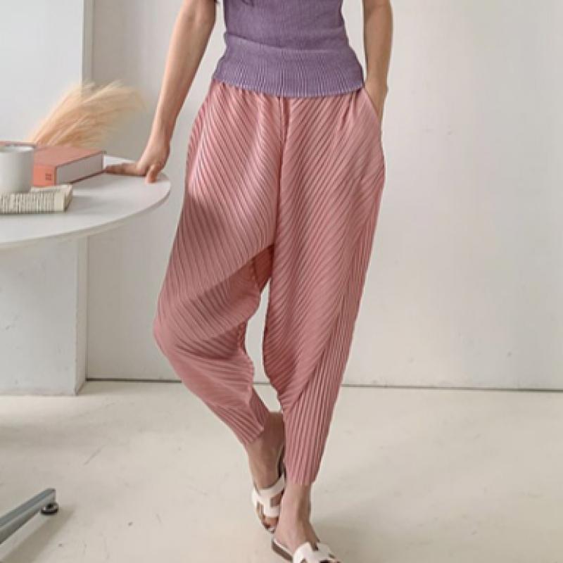 Shop   Women Tricord Pleated Baggy Pants Charcoal Ble Wpt 3106