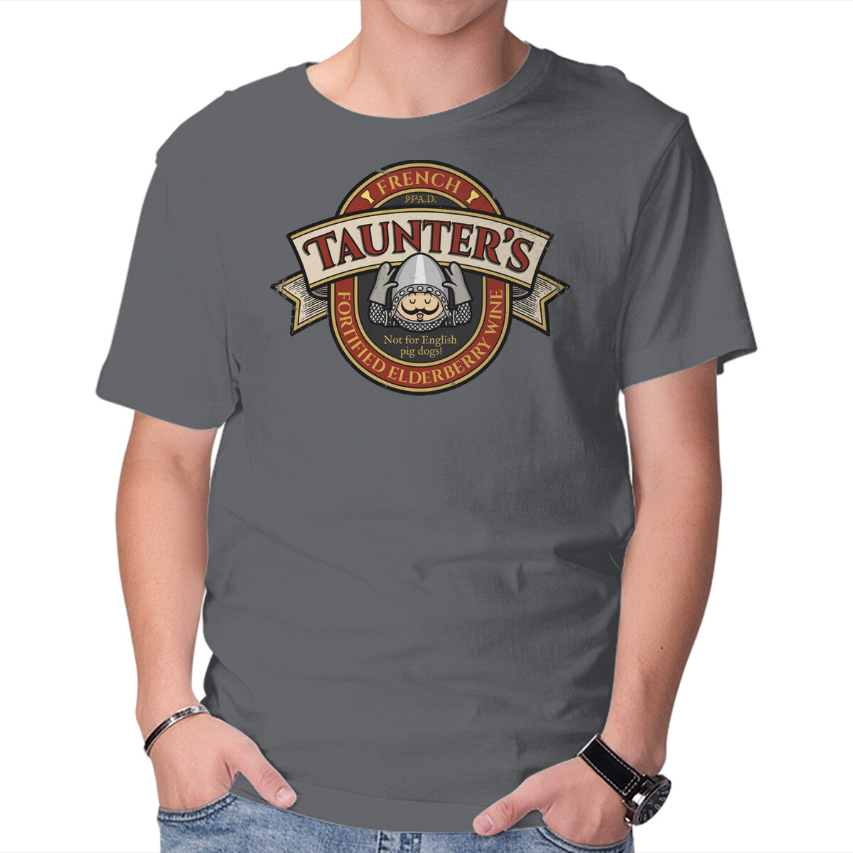 Unisex Crew Neck T-Shirt Taunter’s Wine Graphic Short Sleeve Casual Tee XXXL