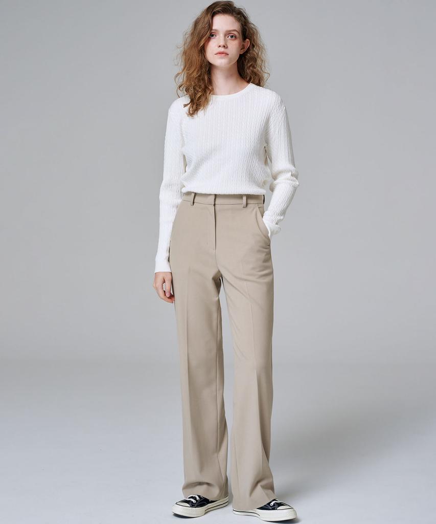 MALOUPE 2115 Stretch Semi-Wide Pants (Beige)