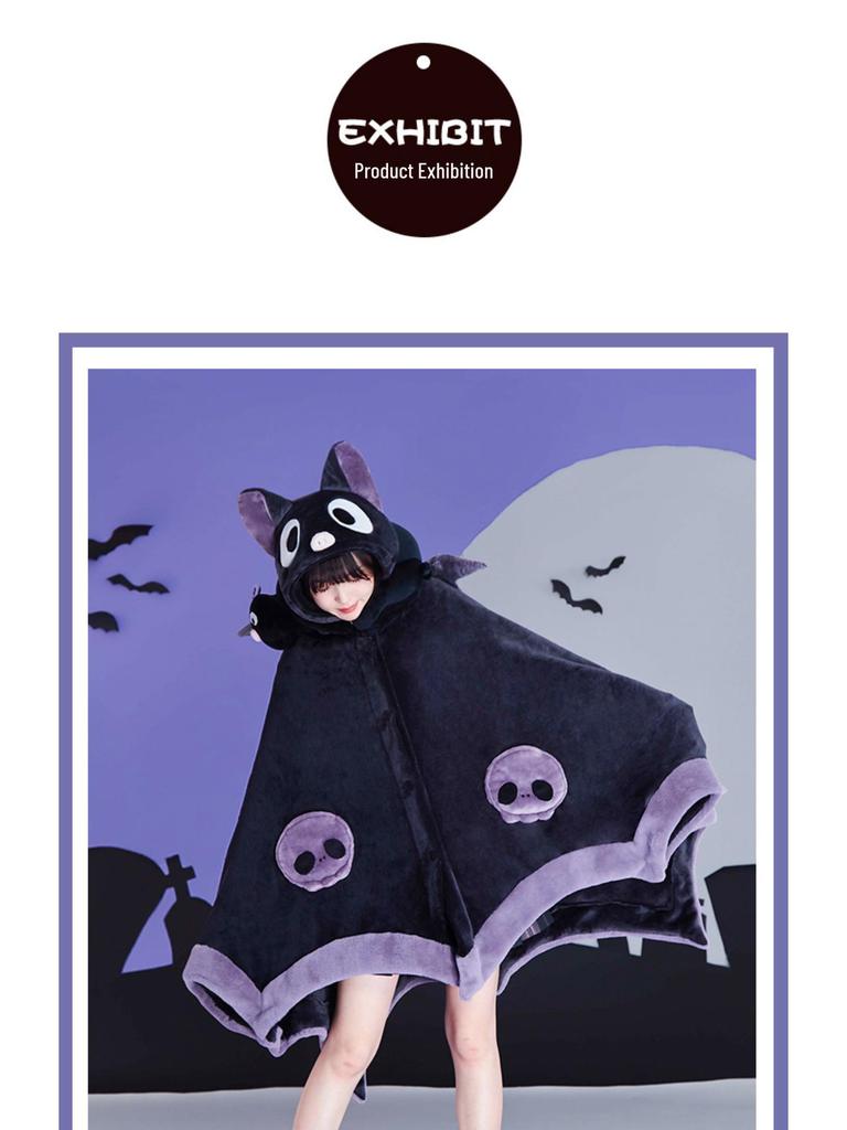 Luna's Little Bat Hooded Coral Fleece Blanket & Sleep Robe