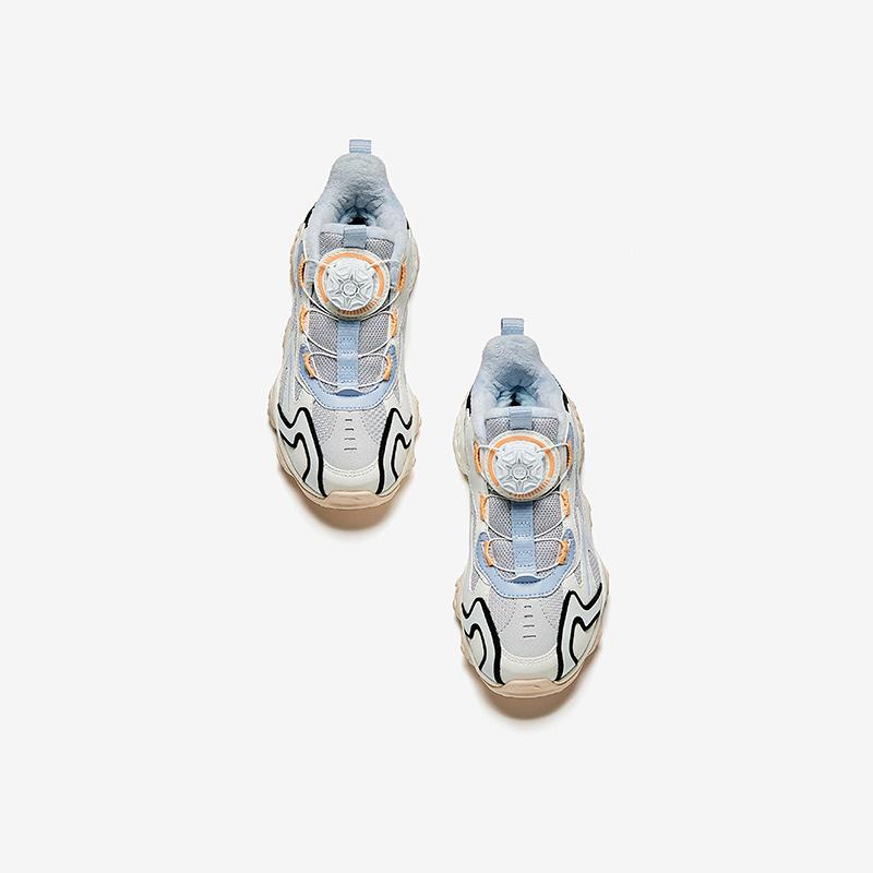 Anta Kids Trendy Fashion Thickened Warm Wear-Resistant Non-Slip Mid-Top Casual Shoes Kids Casual Shoes Gray White Black A22449941-3