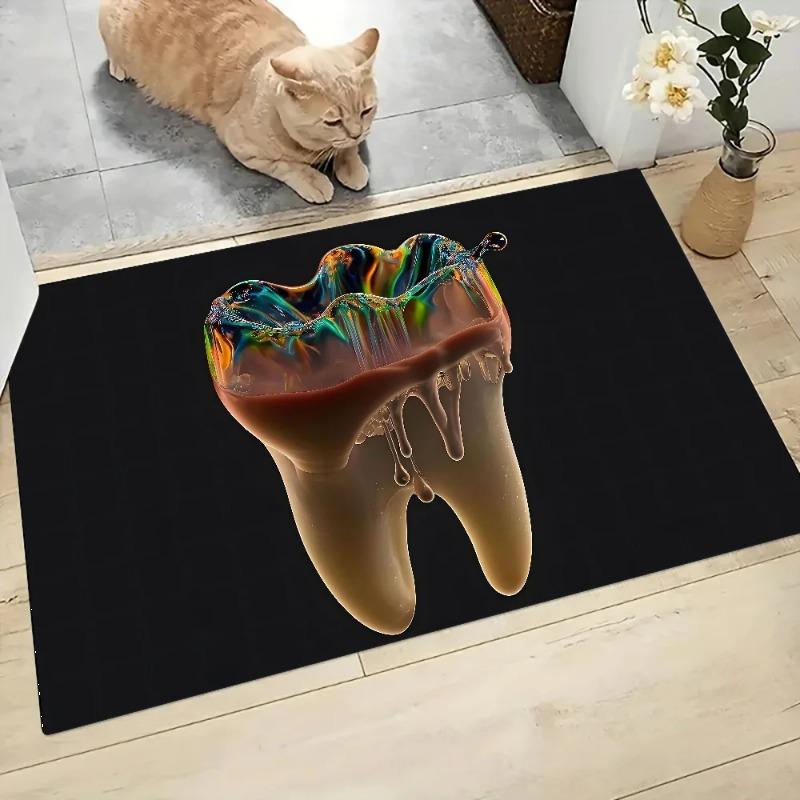 

The Dentist Tooth Floor Mat Graphic Printed Flannel Doormats for Bathroom Kitchen Entrance Carpet Home Decor Homes Decoration 30X50CM