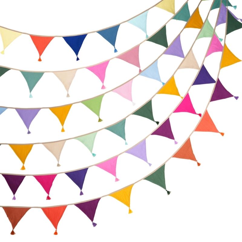 Festoni Bandierine in Cotone Crepe Colori Caramella Luminosi Per Asilo Nido Compleanni di Bambini Feste Eventi
