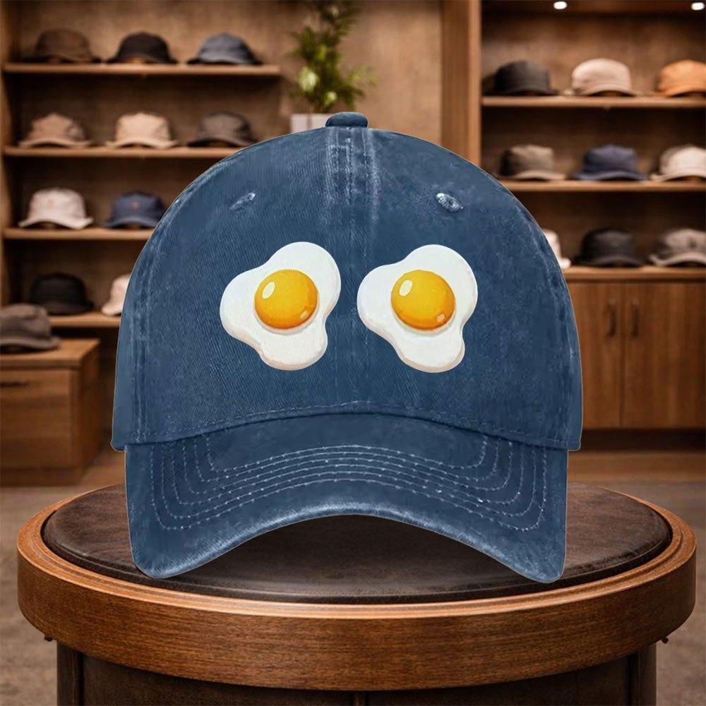 Baseball Cap with Two Fried Egg Prints Casual Snapback Fashion Hat Adjustable Outdoor Leisure Cap for All Seasons Ideal fo