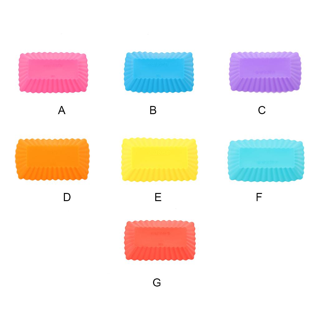10Pcs Silicone Cake Mold Rectangular Pudding Baking Tools Reusable Cupcake Liners Kitchen Home Party Bakeware Accessories