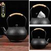 Cast Iron Boiling Teapot for Tea Brewing, Traditional Heating Water Kettle, Charcoal Stove Compatible, Rustic Black