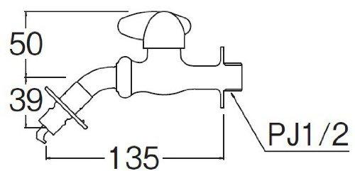 SANEI Mini Cera Series Washing Machine Faucet, 90-Degree Opening/Closing Lever Handle, JY1235TV-1-13