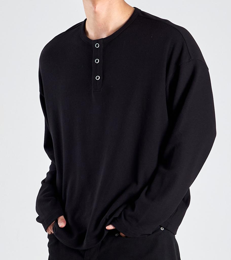 Beoteunseoul Ecocosy Henley Neck Knit T-Shirt (Black)
