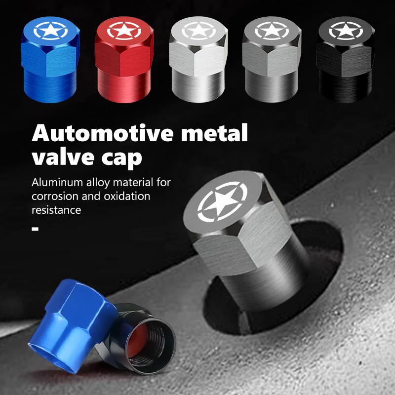 Car Wheel Tire Valve Stems Caps Aluminum Tyre Rim Stem Covers Airdust Waterproof For Jeep Liberty Grand Cherokee JK Compass ALP1