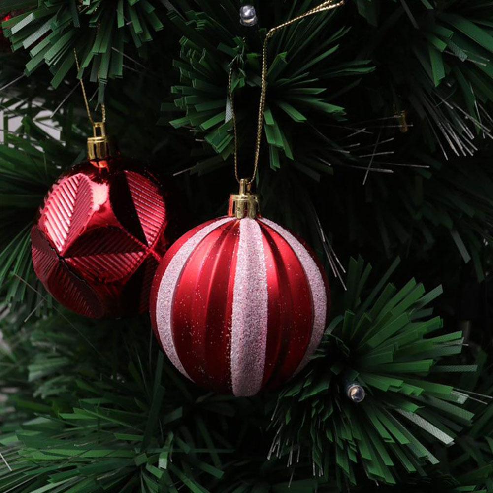 12pcs/set Christmas Pine Tree Ornament 6cm Christmas Tree Hanging Ball Pendant Red Green Gold Ball Ornaments New Year Decoration