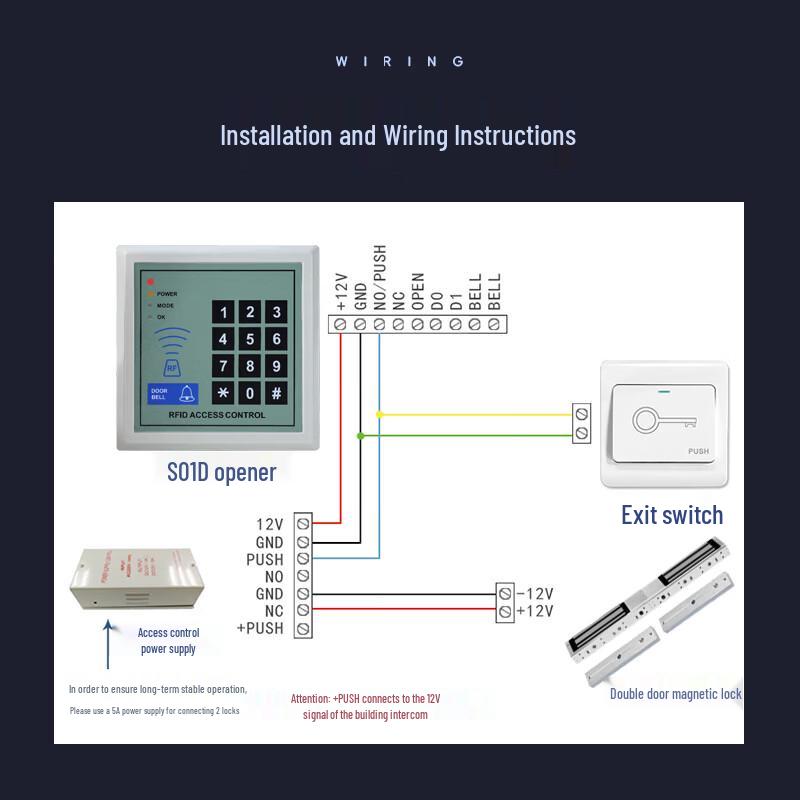 Realand Card and Password Access Control System with Double Magnetic Lock Set