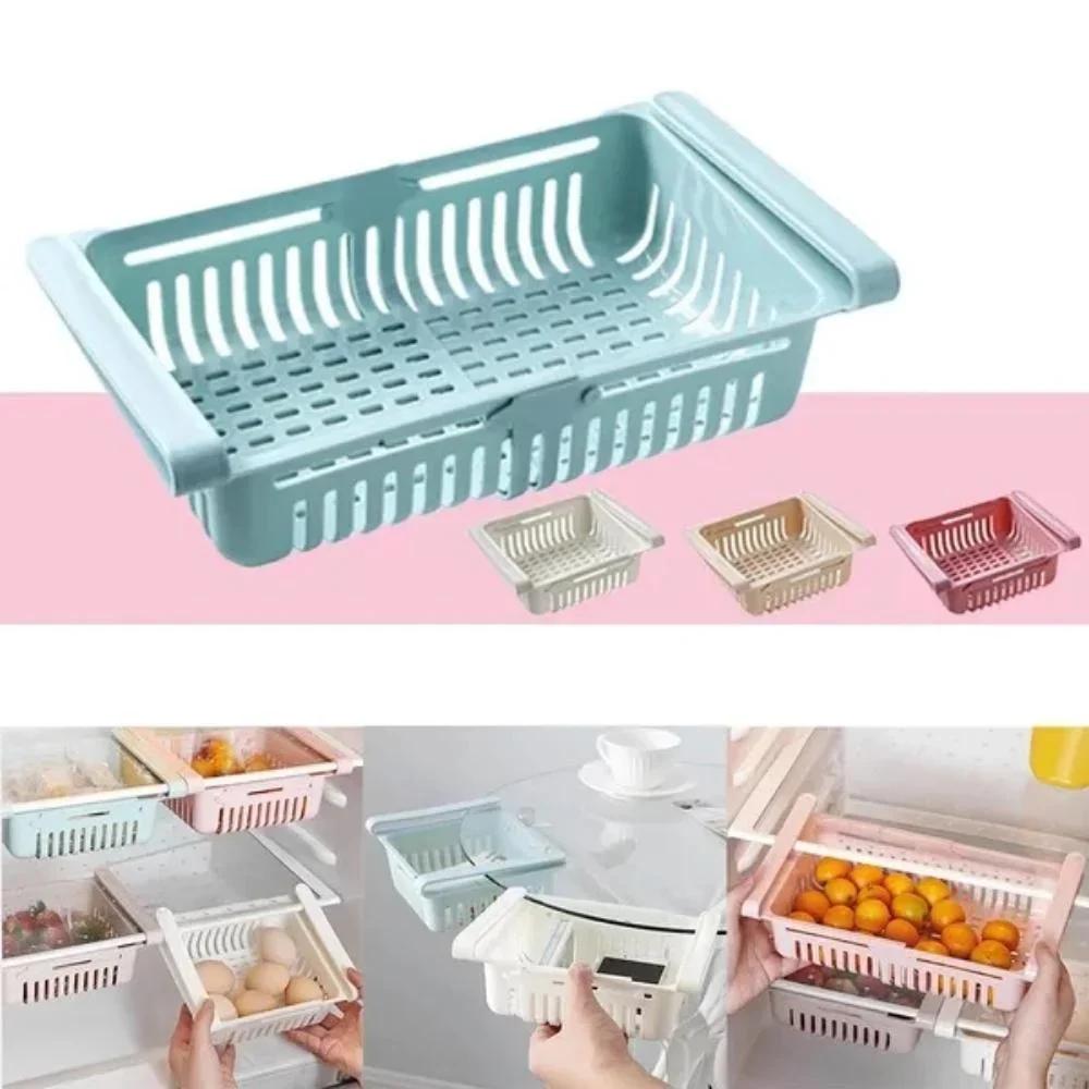 Telescopic Refrigerator Storage Basket, Home Storage Box, Egg Storage and Organizing Box, Refrigerator Shelf