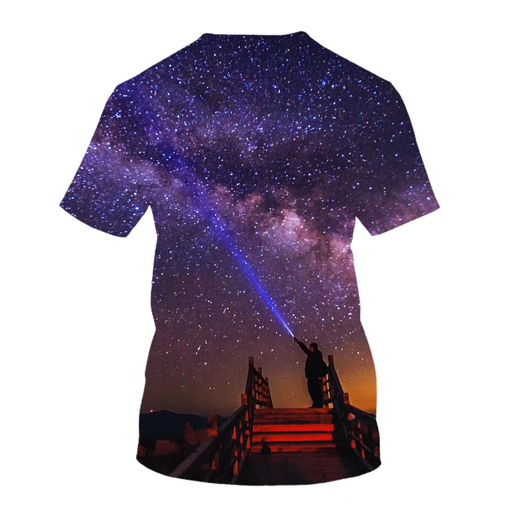 New Nature's Starry Sky Graphic T Shirts Men Fashion Novel Aurora Pattern Tees 3D Printed Casual O-neck Short Sleeve Tops