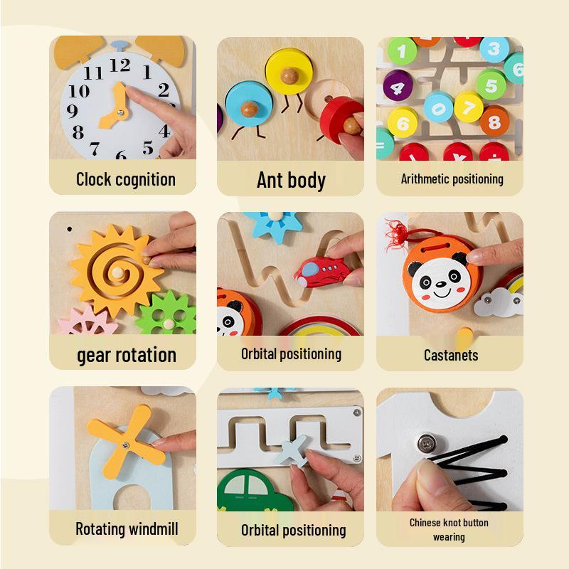 Early Learning Multifunctional Wall Game: Children's Cognitive and Motor Skills Busy Board Toy