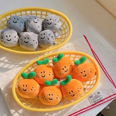 Peas Eye Orange Plush Keychain Cartoon Fruit Stuffed Doll Pendant Car Key Ring Backpack Bag Decor Kid Gift