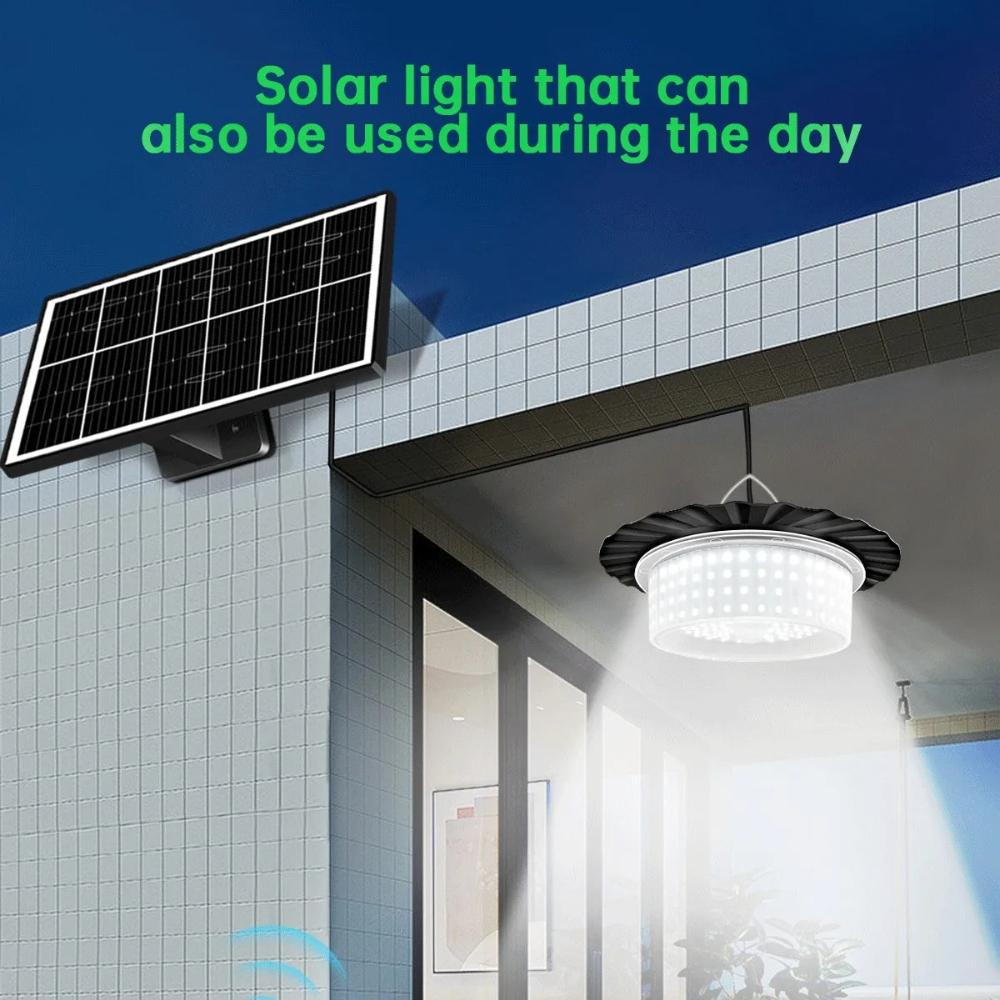 244 LED Solar Pendant Light with Remote Control 5 Modes Motion Sensor Solar Shed Barn Light IP65 Waterproof Indoor Outdoor Hanging Solar Lights
