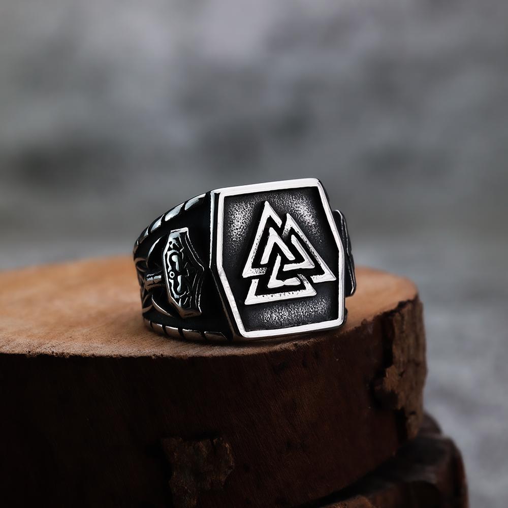 Iskandinav Viking Paslanmaz Çelik Yüzük Çapa Pusula Hayat Ağacı Rune Muska Kurt Erkek Kadın Parmak Takı Biker Parti Kulübü Hediye